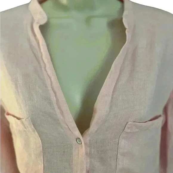 Zara Linen Tunic Blouse Pink Size Small - Picture 3 of 8